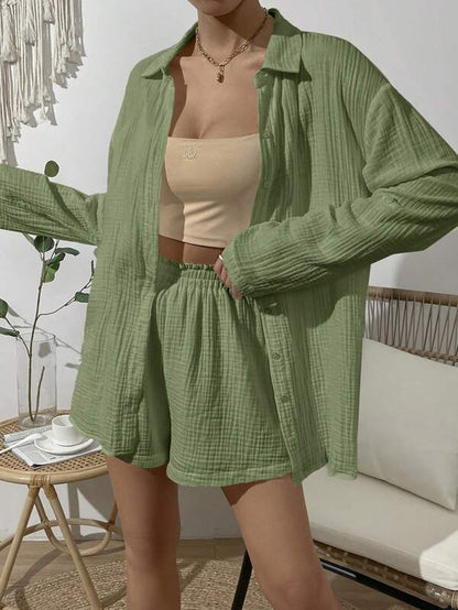 COLINE | Comfortabele Katoenen Set - Blouse en Shorts – Luchtige Zomeroutfit