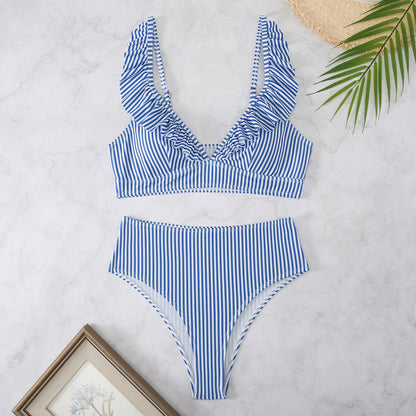 VESPER | Bikini met Volant - Elegante Ribstof en Hooggesneden Design