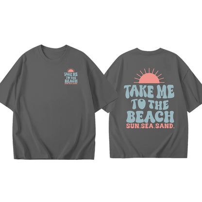 JIP | Take Me To The Beach T-shirt – Oversized Zomershirt Unisex met Strandprint