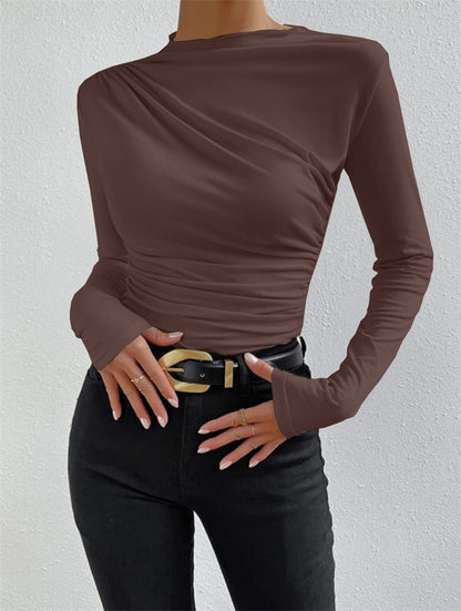 ELYSA | Dames Top met Plooidetail – Lange Mouwen & Slim Fit