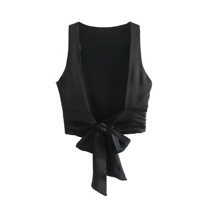 WILLEMIJN | Mouwloze Top Dames – Elegante Top met Strik op de Rug