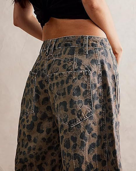 ALESSA | Leopard Wide-Leg Jeans Dames - Panterprint Broek Katoen