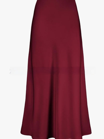MARLEEN | Satijnen Maxi Rok – Elegante kleurige Rok met Glans & Flow