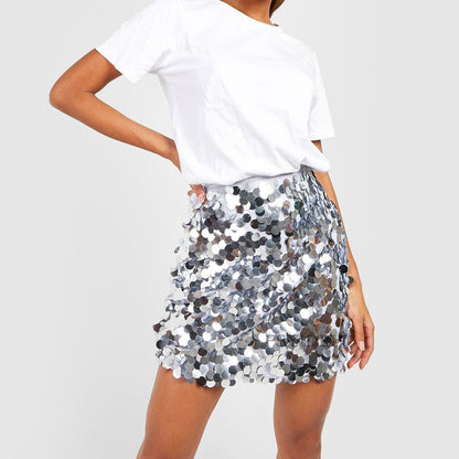 YOLANTHE  | Shine all night in deze Zwart / Goud en Zilver pailletten rok!