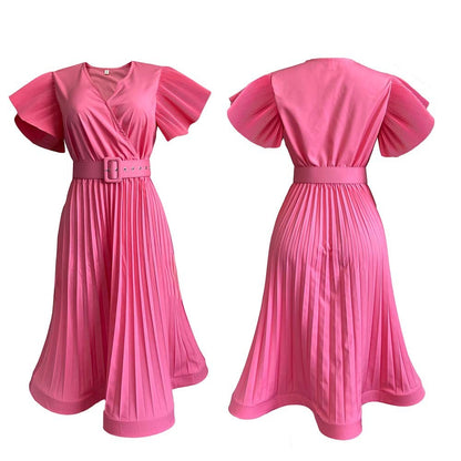 NILA |  Elegante Plisséjurk met Taille Riem – Voor Zomer, Feest & Werk