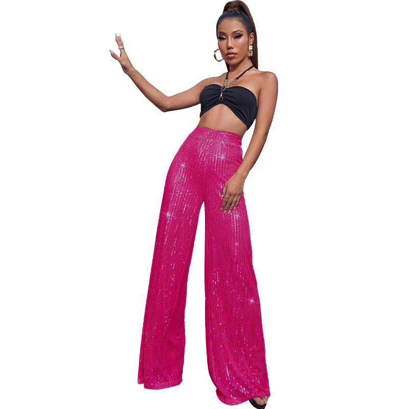 CELINE | Pailletten Palazzo Broek – Glitter Wide Leg Broek in Meerdere Kleuren