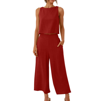 NATHALIE | Twee-Delige Set Dames – Linnen Look Top & Culotte Broek | Zomeroutfit