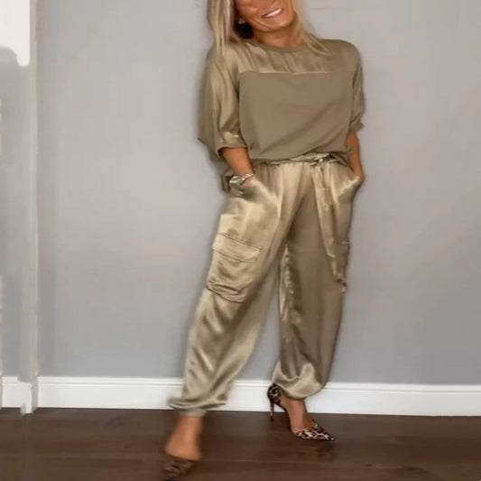 ISABELLE | Satijnen Two-Piece Set Dames – Luxe Outfit in Meerdere Kleuren