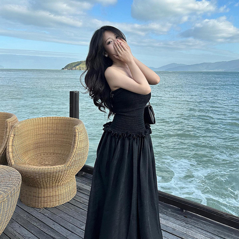 YOLINE | Strapless Midi Zomerjurk – Elegant & Comfortabel