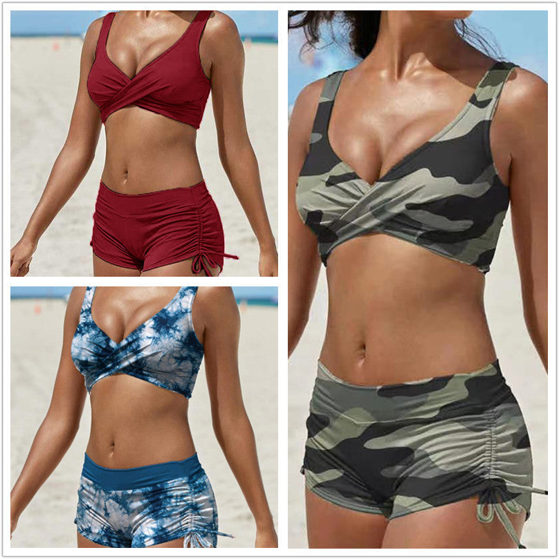 MARLIES | Camouflage Bikini Set met High-Waist Short – Stoer, vrouwelijk en comfortabel