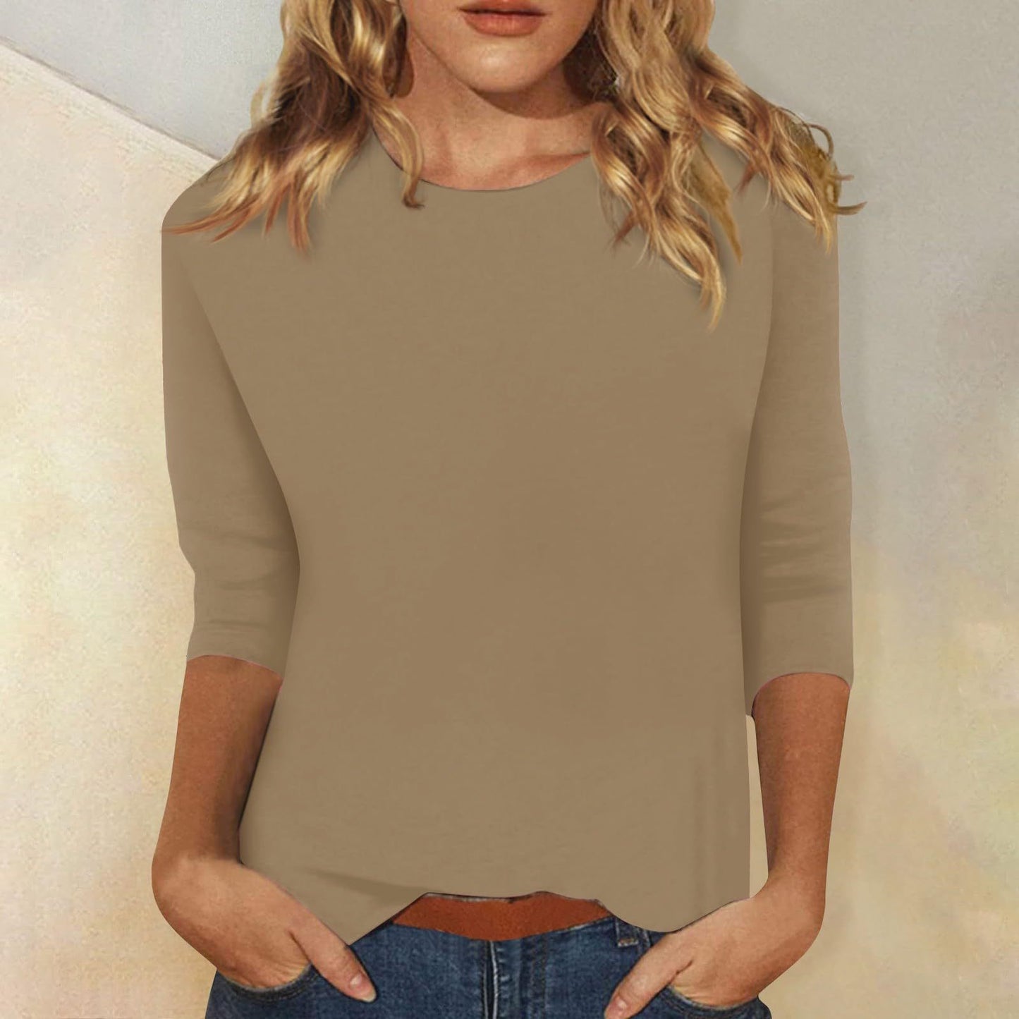 IMME | Basic Katoenen Top met 3/4 Mouwen