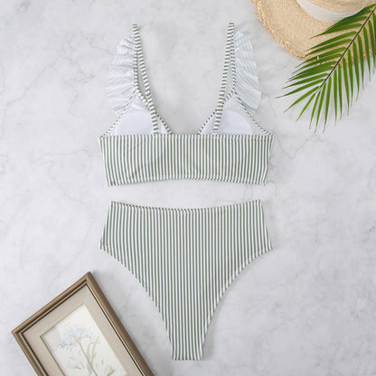 VESPER | Bikini met Volant - Elegante Ribstof en Hooggesneden Design