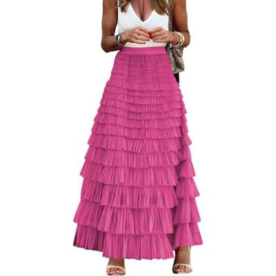 INE | Maxi Rok met Volants – Elegante Gelaagde Tule Rok voor Dames