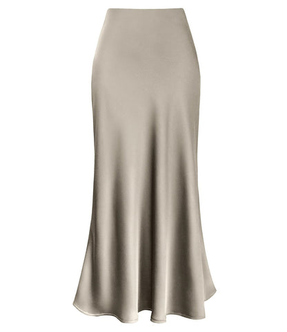 MARLEEN | Satijnen Maxi Rok – Elegante kleurige Rok met Glans & Flow