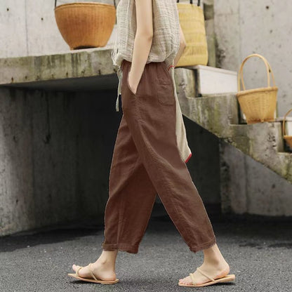 LÉA | Linnen Broek Dames – Luchtige Casual Zomerbroek met Elastische Taille