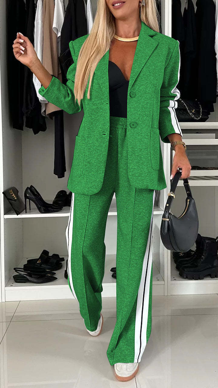MONE | Damespak met Sportieve Strepen - Comfortabele Blazer Set Dames