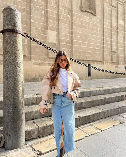 MAYA | Cropped Trenchcoat Beige – Modern, Chic & Onmisbaar in Jouw Garderobe