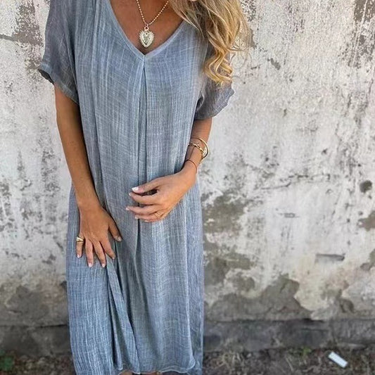JEN | Luchtige Midi-Jurk met V-hals – Casual & Comfortabel