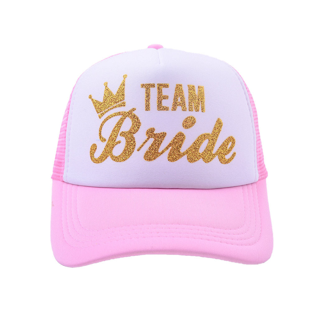 Team Bride & Bride Petten | Bachelorette Caps voor Vrijgezellenfeest met Gouden Glittertekst