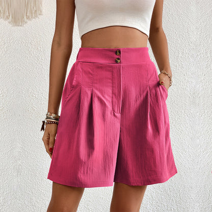 CAMILLE | High-Waist Dames Short – Elegante Losse Pasvorm met Knopen