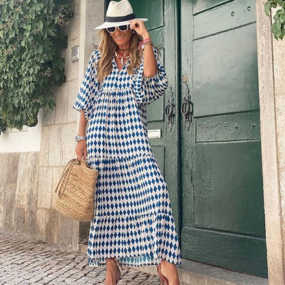 BOHO FIESTA | Maxi Jurk Dames met Print – Luchtige Zomerjurk in Bohemian Stijl