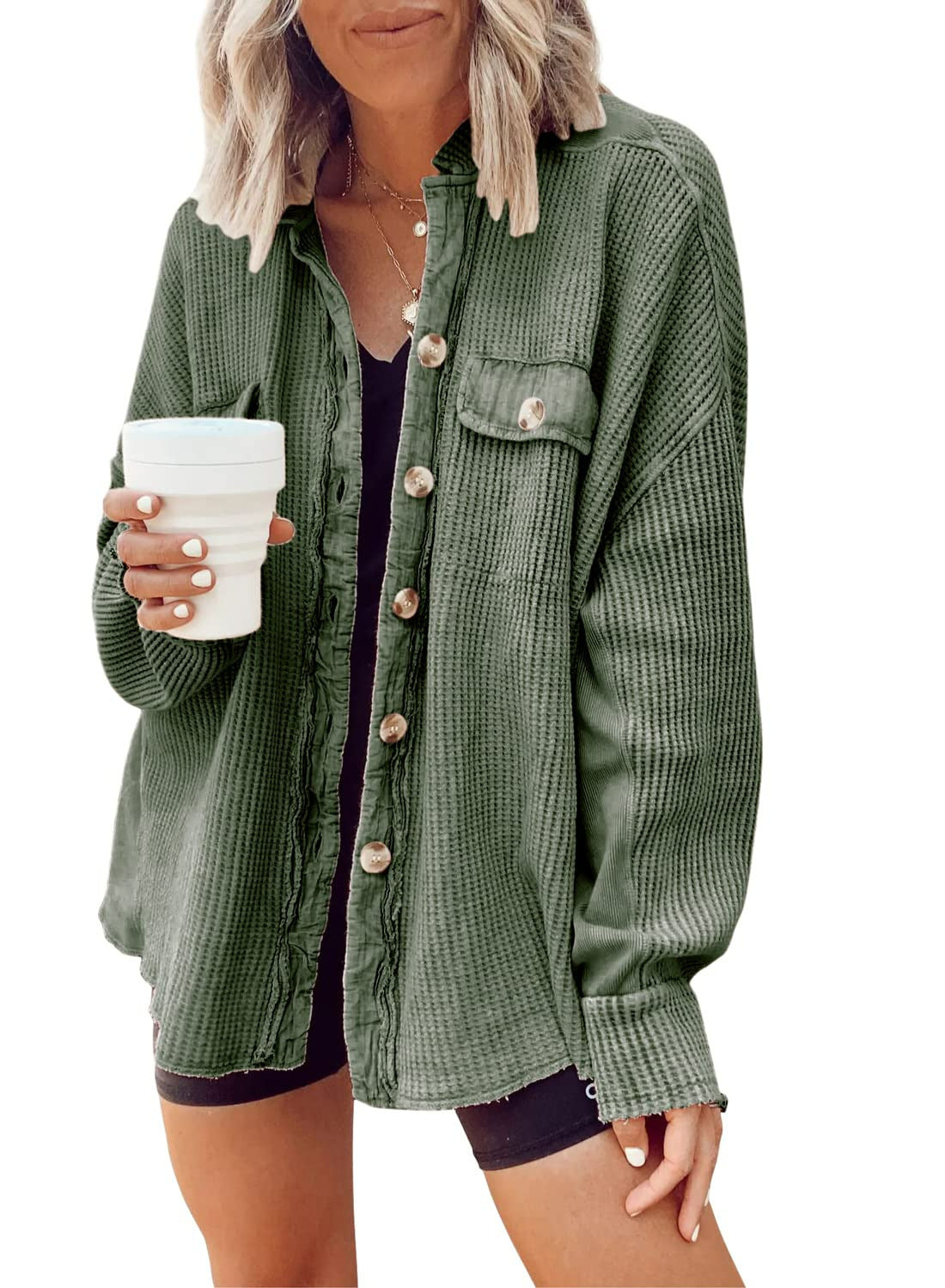 ADELE | Oversized Wafelstructuur Overshirt Dames – Casual Streetstyle Musthave