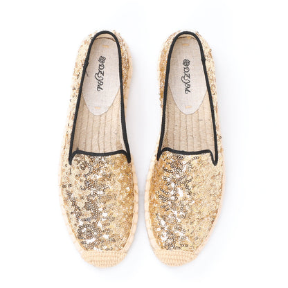 SILKE | Gouden Glitter Espadrilles Dames – Zomerschoenen met Pailletten
