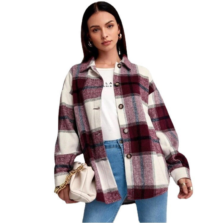 AMIRA | Oversized Shacket Dames Ruit – Stijlvol, Warm & Comfortabel