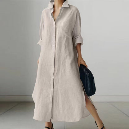 SUSIE | Linnen Look Overhemdjurk – Tijdloos Comfort