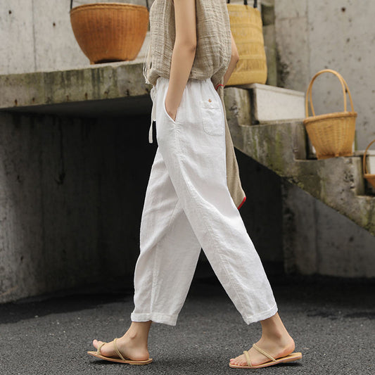 LÉA | Linnen Broek Dames – Luchtige Casual Zomerbroek met Elastische Taille