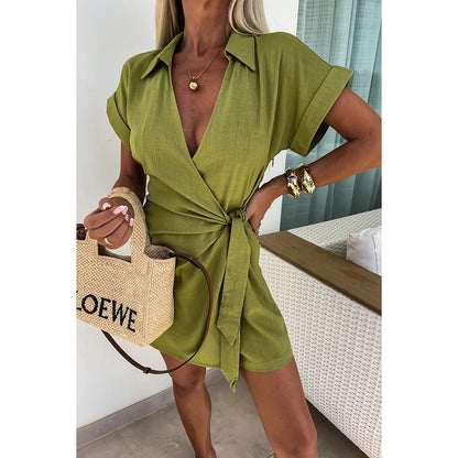 FEBE | Linnen Wrap Jumpsuit – Luchtige Elegantie voor Elke Zomerdag