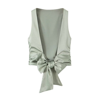 WILLEMIJN | Mouwloze Top Dames – Elegante Top met Strik op de Rug
