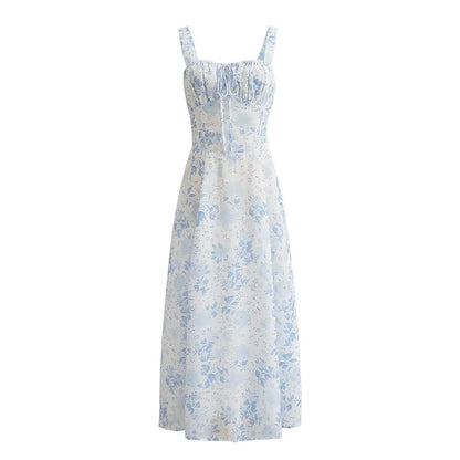 LORENA | Zomerjurk Dames met Corset Top en Split – Romantische Midi Jurk