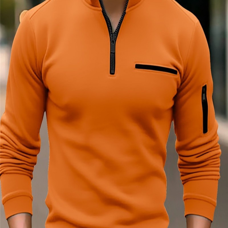 DENZELL | Heren Sporttop met Rits en Zakdetails – Lange Mouw