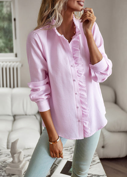 MARTHE | Ruffle Blouse met Opstaande Kraag – Elegante Damesblouse in Meerdere Kleuren