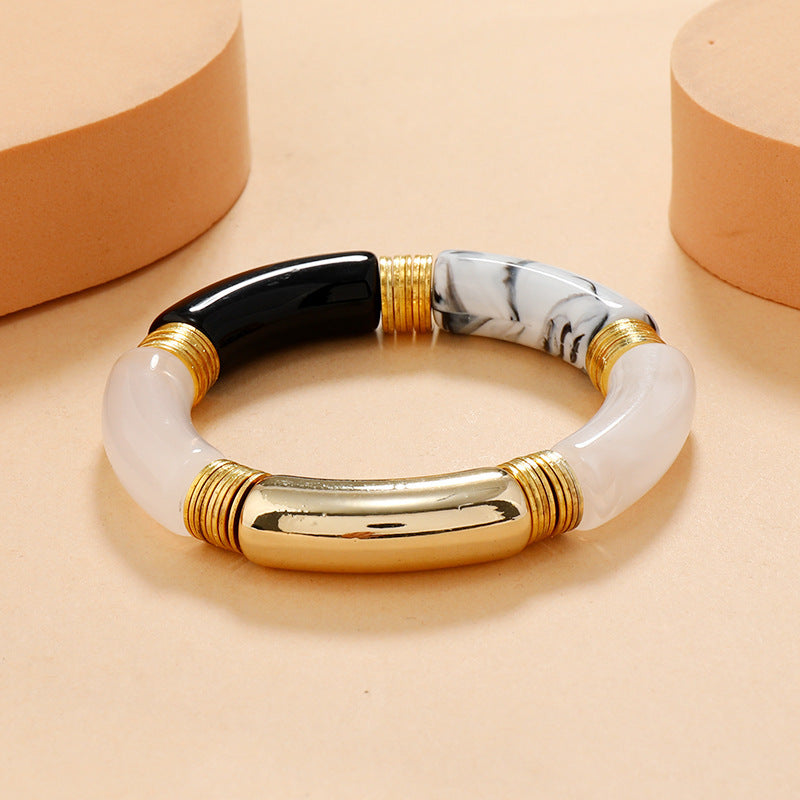 FAYENNE | Chunky Acryl Armband – Luxe Marmerlook Statement Sieraad
