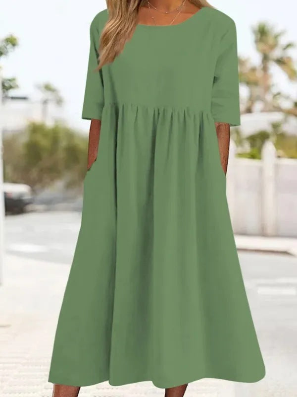 SUZE | Midi-Jurk met Pofeffect – Casual Comfort met een Vrouwelijke Twist