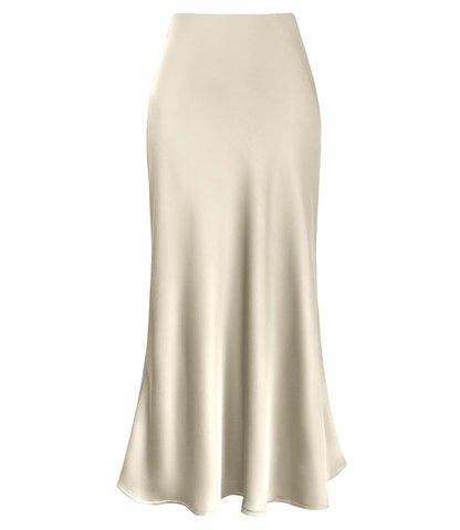 MARLEEN | Satijnen Maxi Rok – Elegante kleurige Rok met Glans & Flow