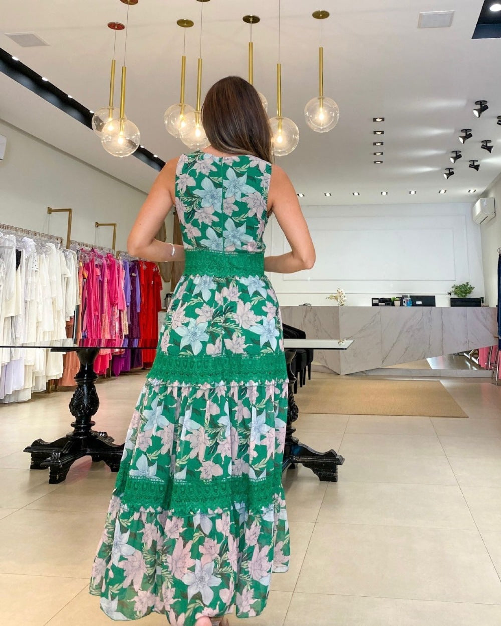 LOLITA | Romantische Gebloemde Maxi Jurk – Zomerse Elegantie in Groene of Witte Tinten
