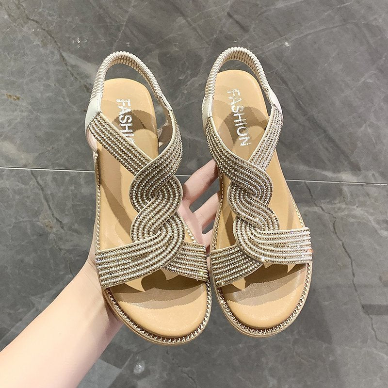 EZRA | Glitter Sandalen met Gevlochten Band – Comfort & Glamour in Één