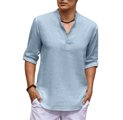 PEPIJN | Casual Linnen Heren Shirt – Ademend Zomers Overhemd met V-hals