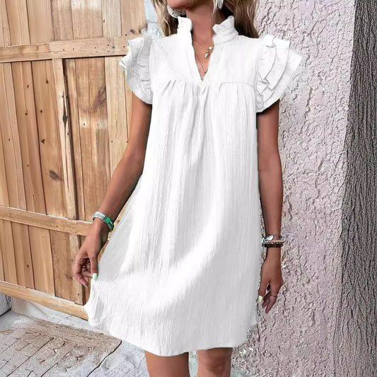 SHEILA | Zomerjurk Dames – Luchtige Jurk met Ruffle Mouwen en V-Hals