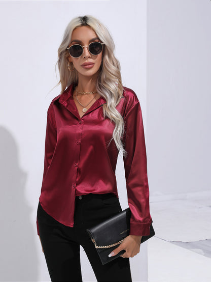 SYLVIA | Zijdezachte Satijnen Blouse – Tijdloos Chic met een Luxe Glans