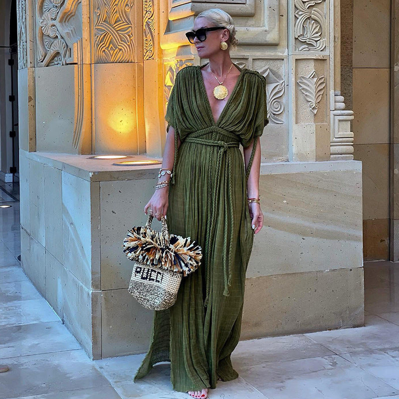 FINNE | Bohemian Maxi Jurk met Gevlochten Details – Luchtige Zomerstijl