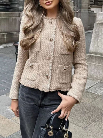 BIEN | Tweed Jasje met Goudkleurige Knopen – Elegant en Tijdloos | Dames Blazer