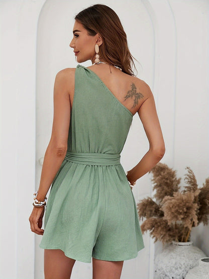 TONIA | One-Shoulder Zomerjurk – Luchtig & Elegant met Taillelint
