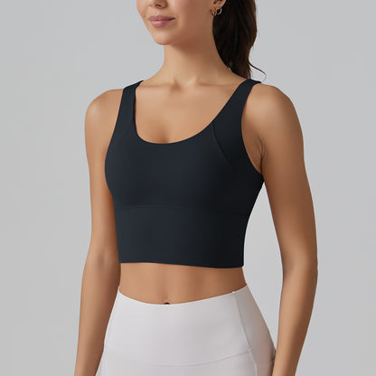 KAREN | Sport Crop Top met Diepe V-Rug – Elegant, Stevig & Comfortabel
