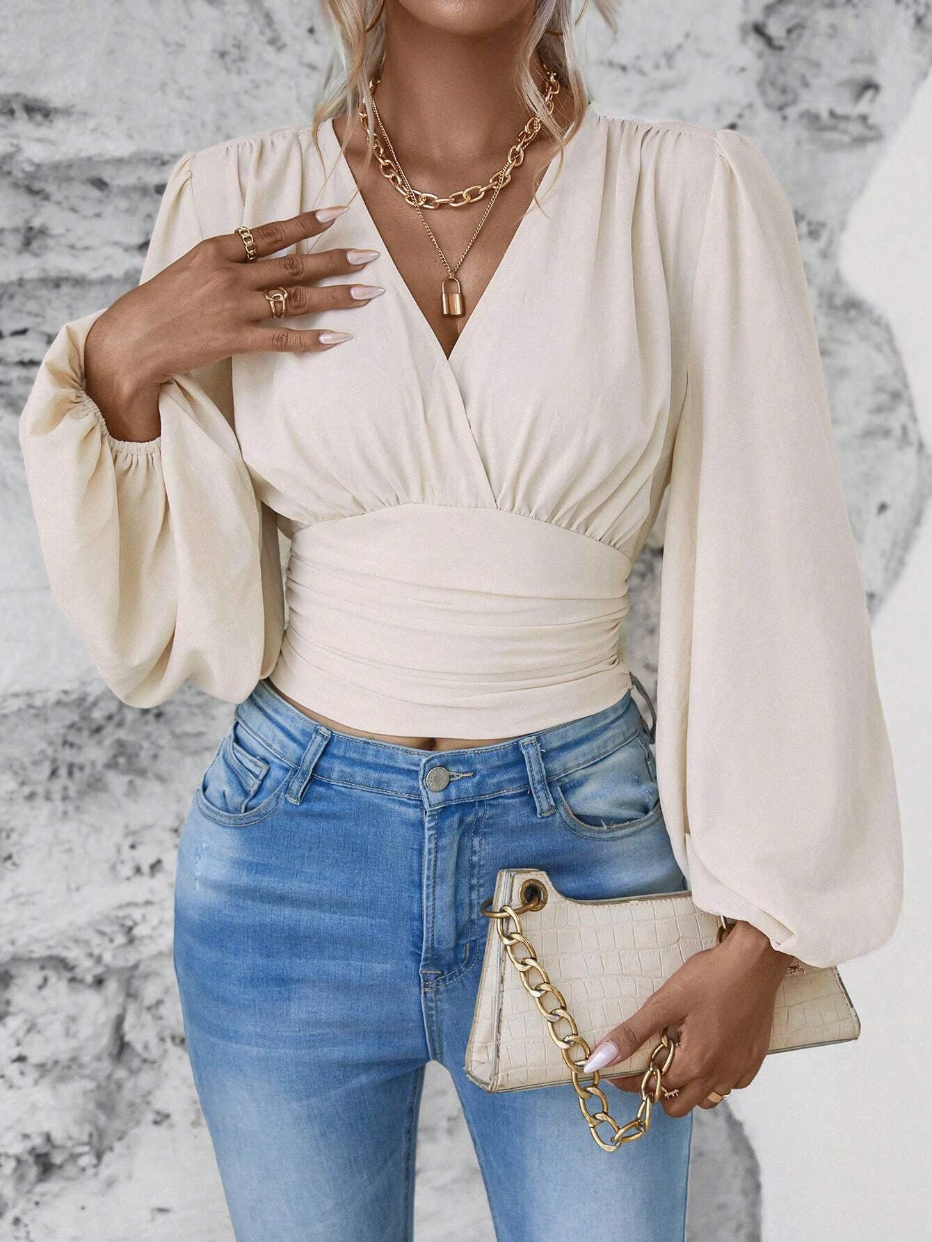 TOULOUSE | Chiffon Wrap Top – Elegante V-Hals & Flowy Mouwen