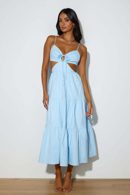 YANNE | Cut-Out Maxi Jurk – Zomerse Elegantie met Speelse Twist
