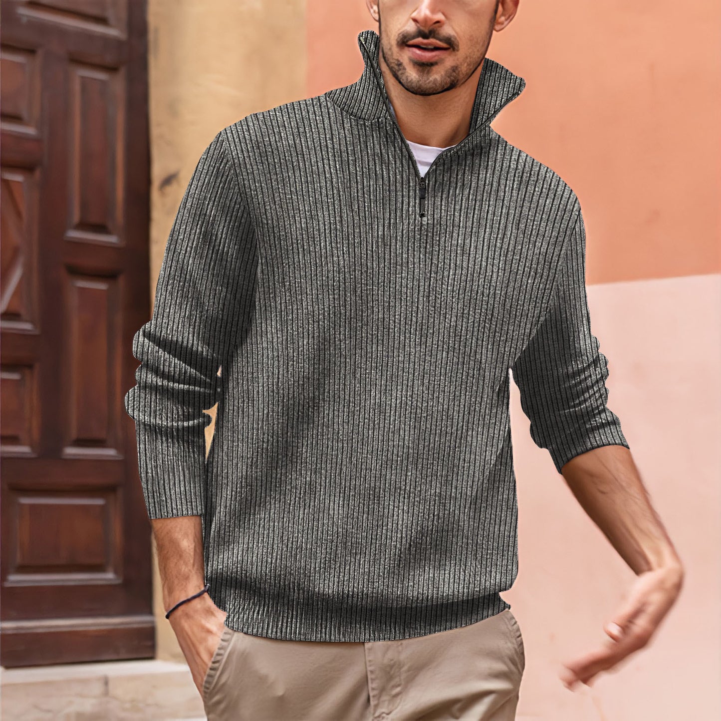NICK | Heren Trui met Ritskraag – Stijlvolle Half-Zip Pullover van Zachte Knit